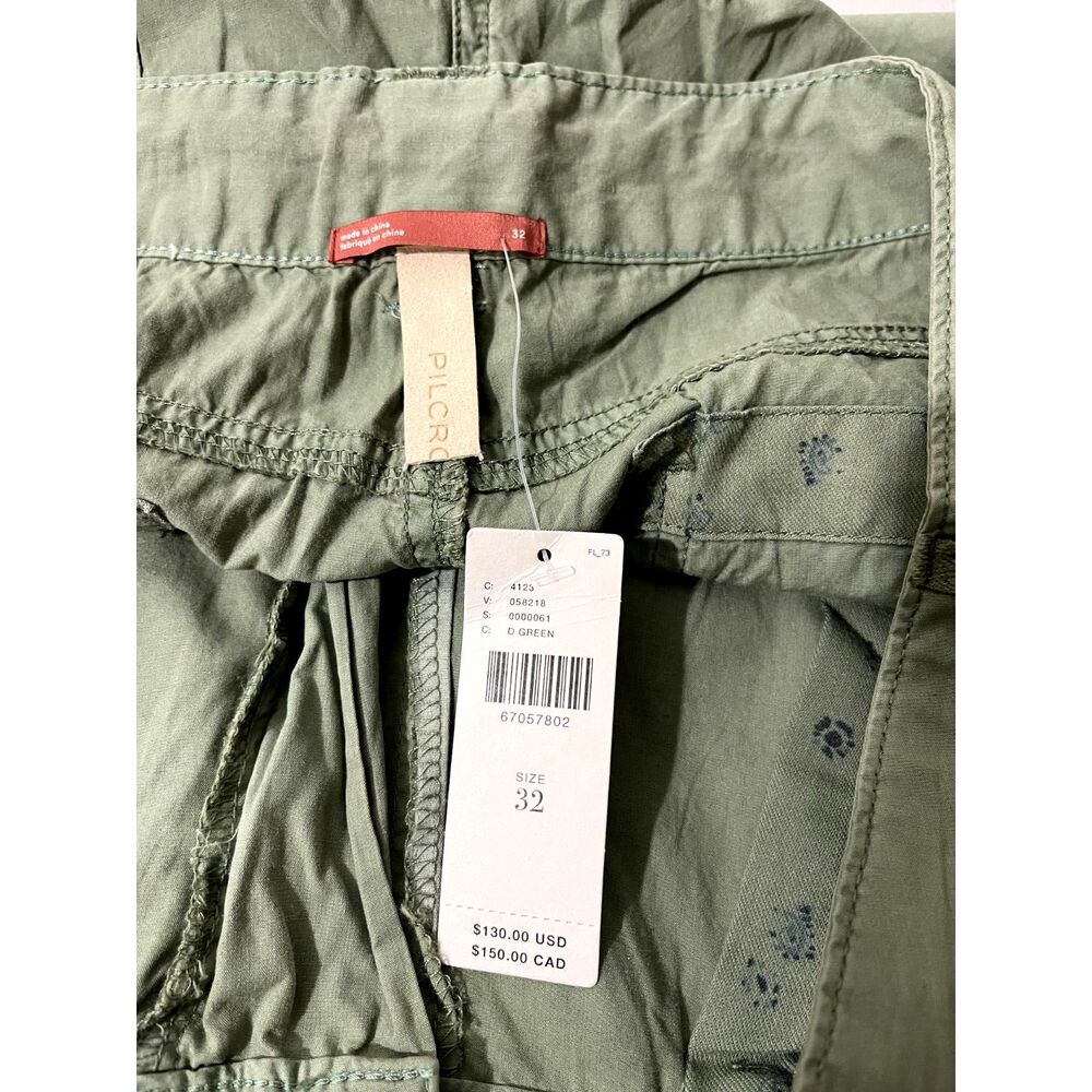 Pilcro pants Y2K cargo capri joggers slouchy fit drawstring green women's 32 New - Picture 5 of 7